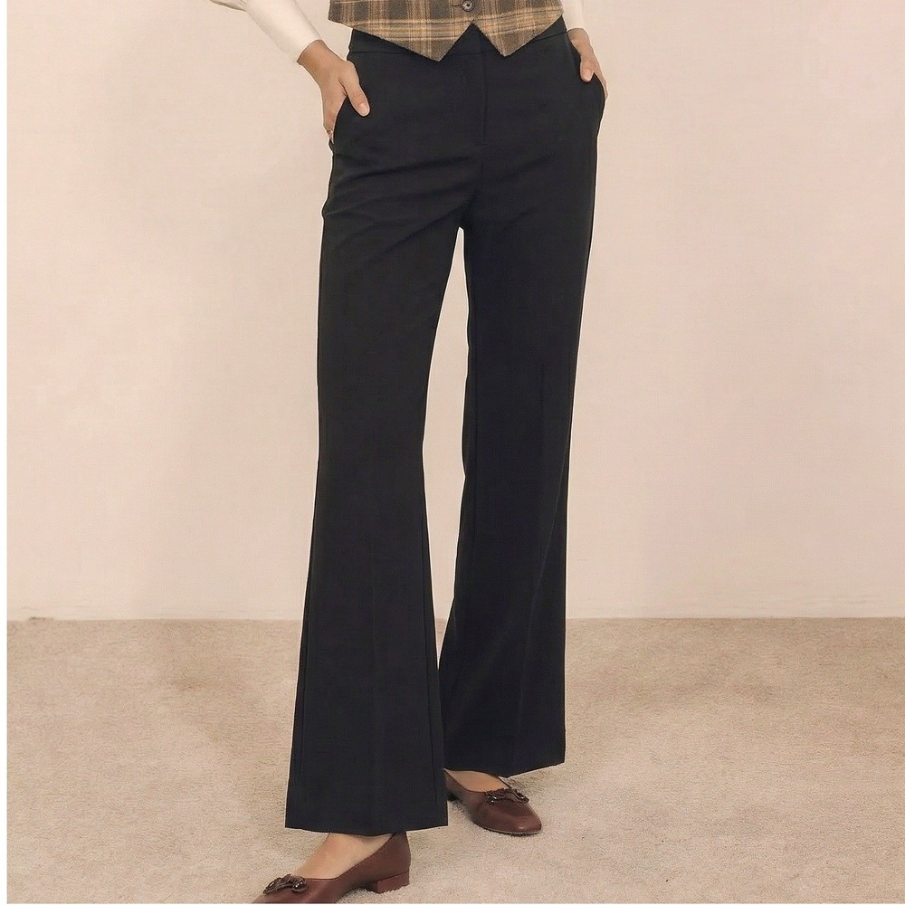 BCBGMAXAZRIA Trousers Women 8 Black Wool Blend Bootcut Dress Pants